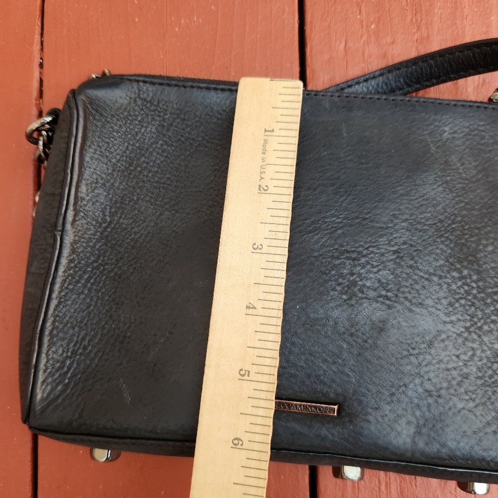 REBECCA MINKOFF Avery Handbag Black Leather Chain Strap Crossbody Small Purse - Picture 10 of 11
